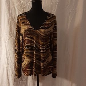 Vintage Coldwater Creek top L earth tones + gold